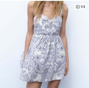 Zara Blue Paisley Dress NWT XS